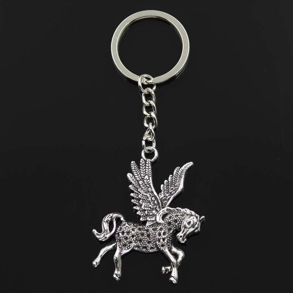 

fashion fly horse unicorn 52x42mm pendant 30mm key ring metal chain silver color men car gift souvenirs keychain dropshipping