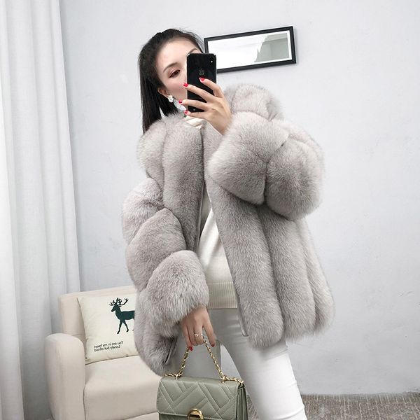 

winter ladies and women fox detachable real fur coat 2020 sellx1019, Black