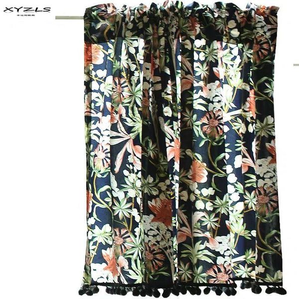 

curtain & drapes xyzls short kitchen curtains pastoral style door half cafe window floral panel 1 piece