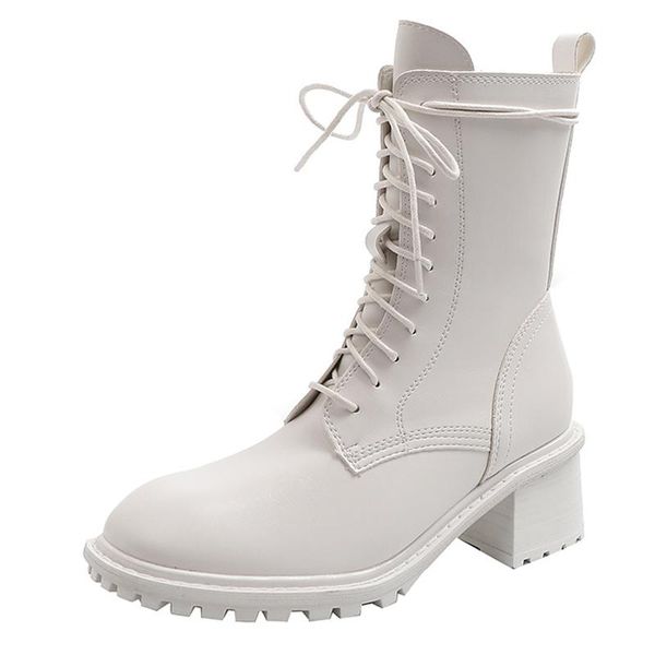 

boots 2021 autumn and winter trend retro casual mid-tube women's, Black