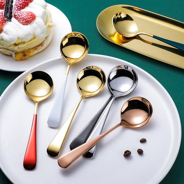 

lingeafey2 pcs spoons set spoon stainless steel coffee spoon colorful dessert ice cream spoons gift flatware dropshipping