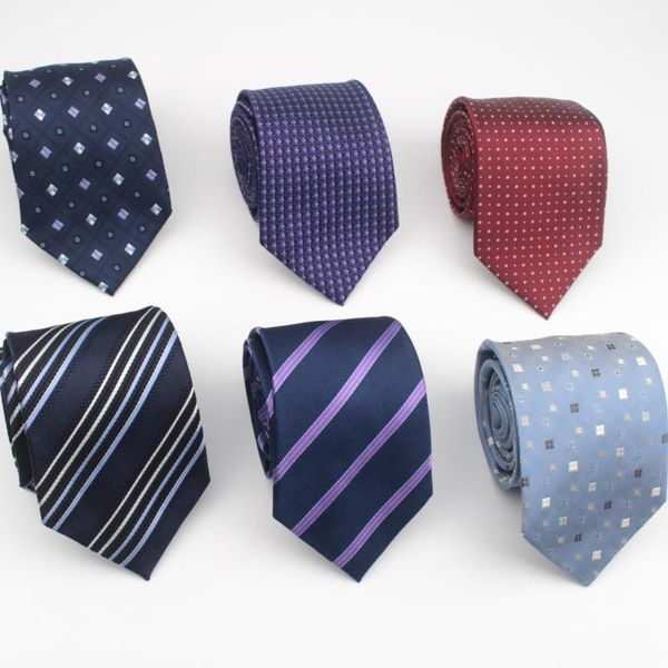 

neck ties standard 100% natural silk tie for mens formal shirt geometric striped dots 8cm width wedding party gifts men gift1, Blue;purple