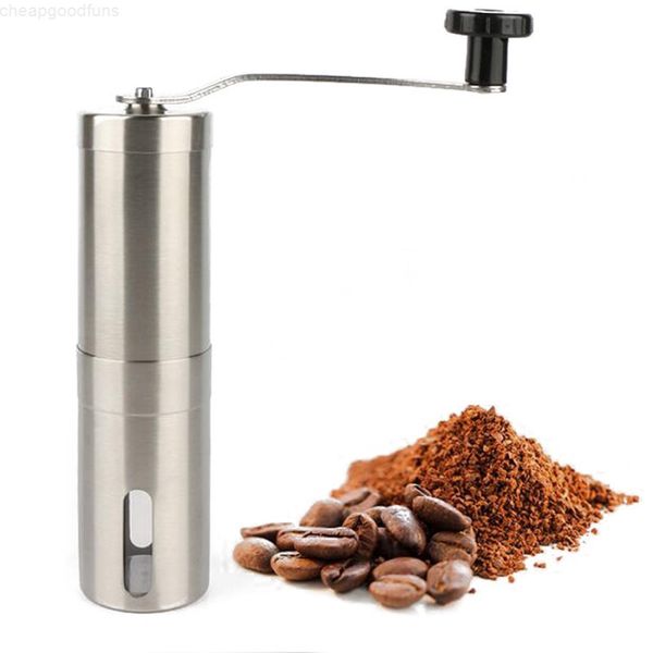 

silver grinder mini stainless steel hand manual handmade coffee bean burr mill kitchen tool crocus grinders