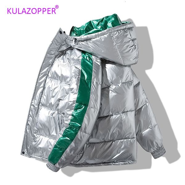 

brand short parkas couple jacket 2021 winter new women hooded loose silver and black warm down cotton jackets big size zh130