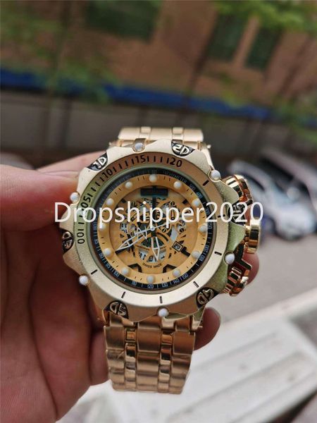 

undefeated men quartz watch 48mm rotating dial calendar waterproof stainless steel watches reloj de hombre, Slivery;brown