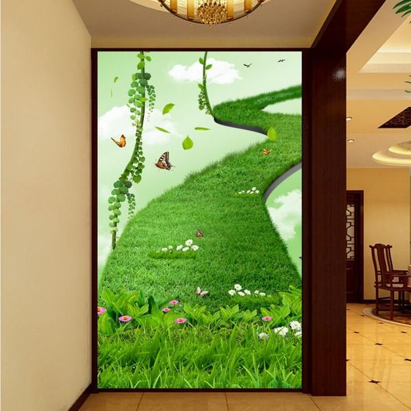 

wallpapers dropship wallpaper modern design fresh green rattan ladder fashion entrance background custom mural