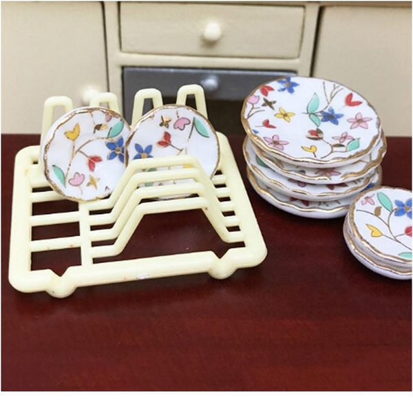 

1/12 dollhouse miniature accessories mini dish rack simulation furniture kitchen storage shelf model toys for doll hou wmtgbp