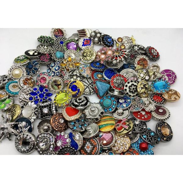 

wholese 50pcs/lot ginger snap 18mm 20mm snap button chunk button rhinestone mixed style diy jewelry fit noosa charm gksag, Golden;silver