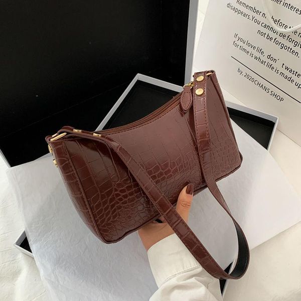 

shoulder bags simple design soild colour female underarm bag cuasual all match ladies handbag crocodile pattern baguette