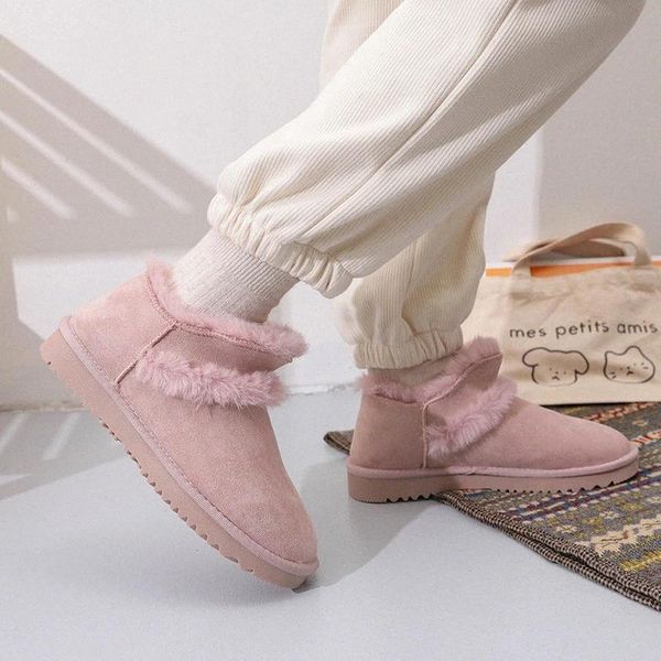 

fashion women boots 2020 winter new warm plush thick bottom non-slip wild shoes comfortable leisure solid snow boots female #5e9c, Black