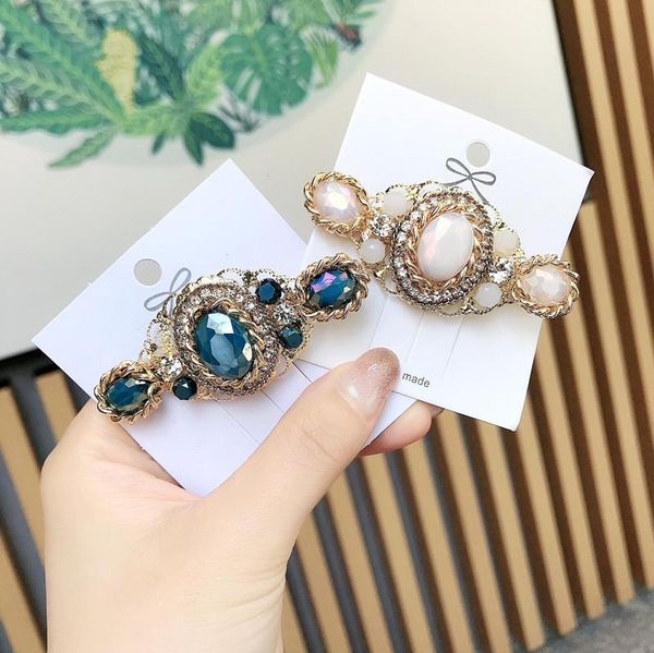 

hair accessories retro pearl rhinestone barrette clip hairpin girls shining crystal women headdress wholesale