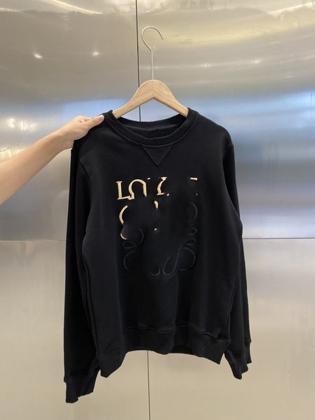 

2021 new casual crewneck pullover women's sweatshirt mens hoodie chest lõèwè embroidery long sleeve black tee