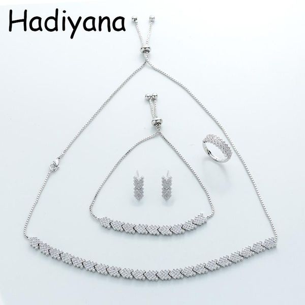 

hadiyana sleek minimalist design exquisite micro-inlaid jewelry bride engagement wedding girlfriend gift tz8066, Silver