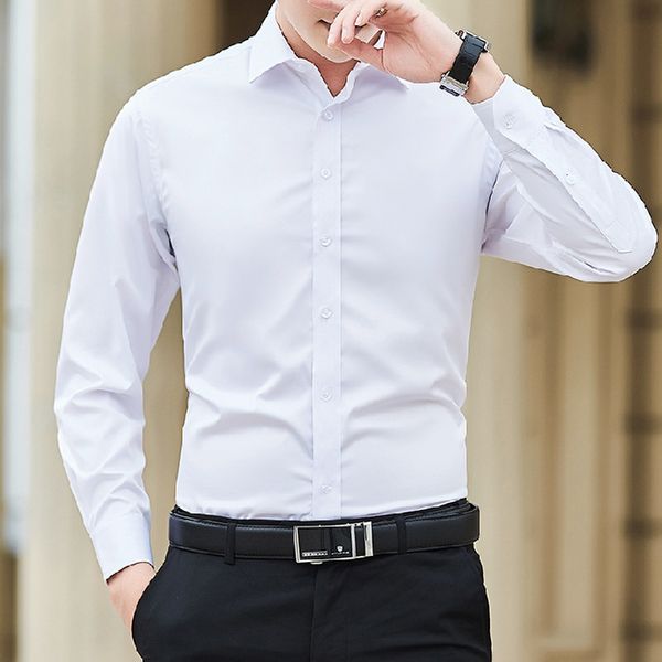 

enterprises in summer of 2020 professional size slim business no iron long sleeve men's shirt, White;black