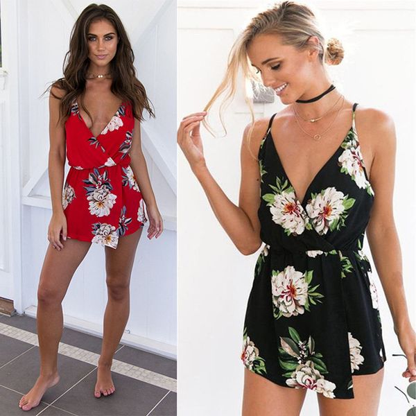 

playsuits linen romper summer overalls for women short bodies ladies romper-women polyester hollow out v neck jumpsuit for women, Black;white