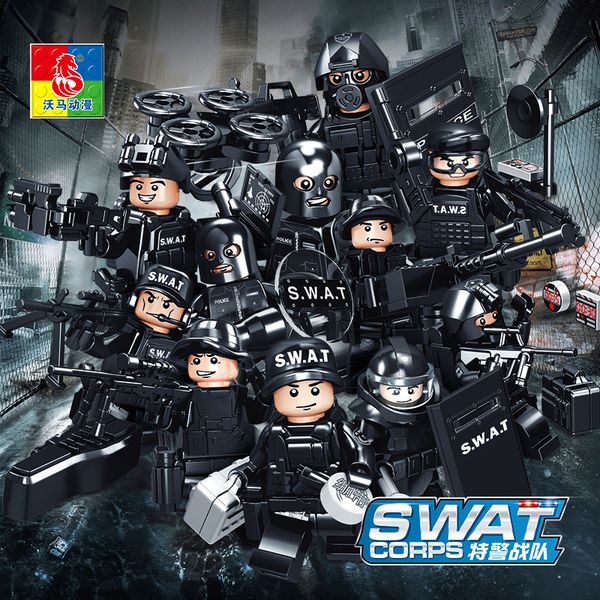 

woma building block boys benefit intelligence assembled children toys police toy doll city pioneer