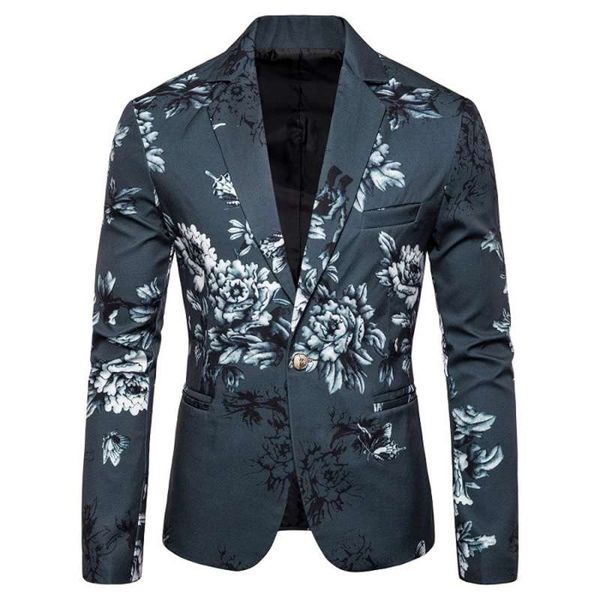 

spring 2019 men's floral gentleman business korean slim single suit, White;black
