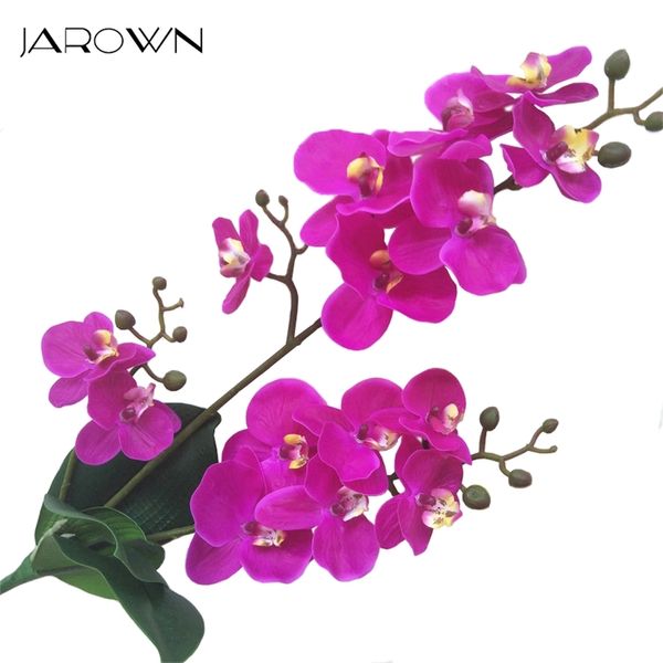 Jarown Künstliche Real Touch Latex Schmetterling Orchidee Flores 3 Zweig 15 Kopfband Blatt Gefälschte Blume Hochzeit Dekor Hauptdekorationen LJ200910