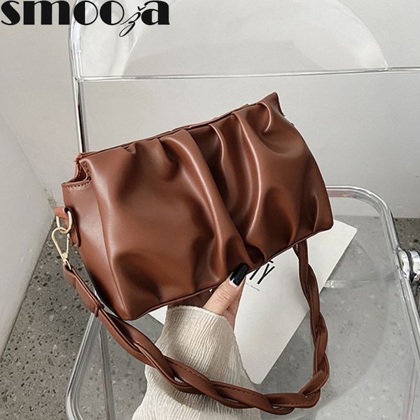 

hbp smooza 2020 female shoulder messenger bags female cloud crossbody handbags fold bag pu leather new fashion woven handle bags