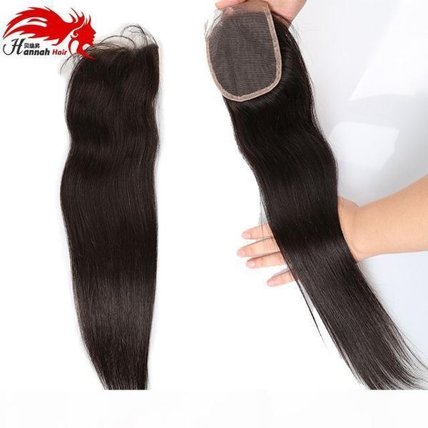 

hannah hair middle part lace closure peruvian straight remy hair closure swiss lace 120% density human hair 1 piece 10-22inch, Black