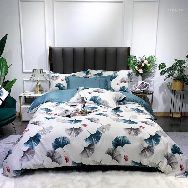 

long-staple cotton bedding set colorful ginkgo leaves bed set chinese style duvet cover/sheet/pillowcase /king size bed1
