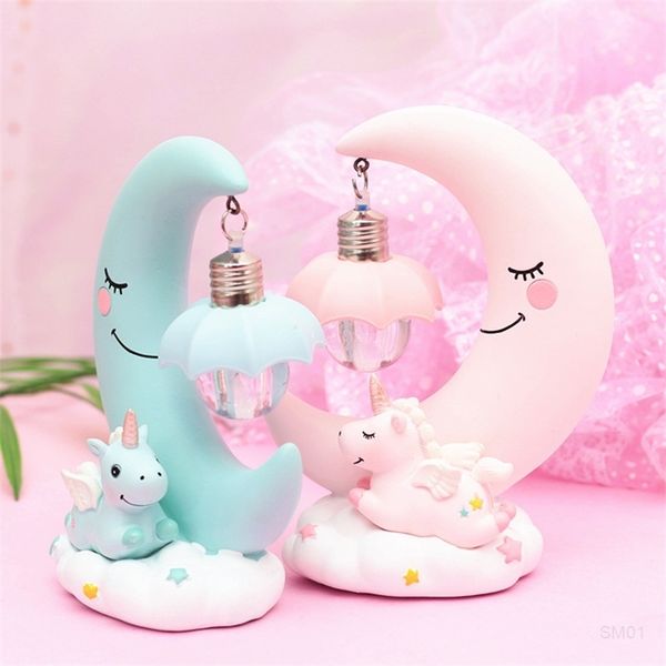 

ins unicorn moon ornaments night lights - kids gifts baby girls bedroom home decor small table desk lamp decorative