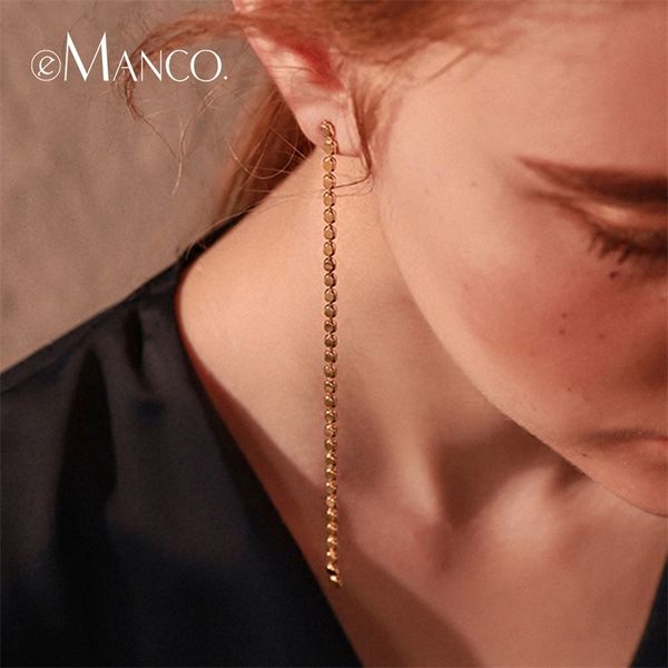 

e-manco long drop earrings jewelry for women luxury gold color chain dangle earrings femme fashion gifts classic jewelry y200323, Golden