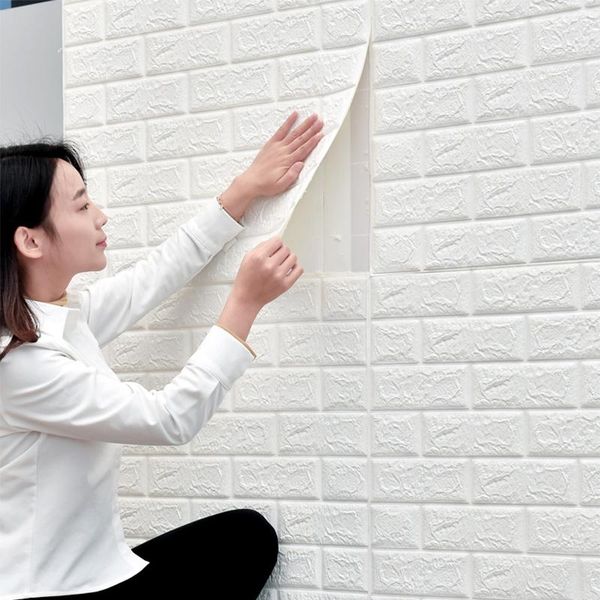 

wall stickers 70x77/30cm pe foam living room bed covering diy self adhesive brick wallpaper for waterproof