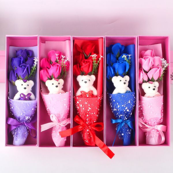 

valentine gift wedding rose day valentine +1 box rose 5 soap christmas set bear day pcs anniversary present couple gift gwd3000 ugbat