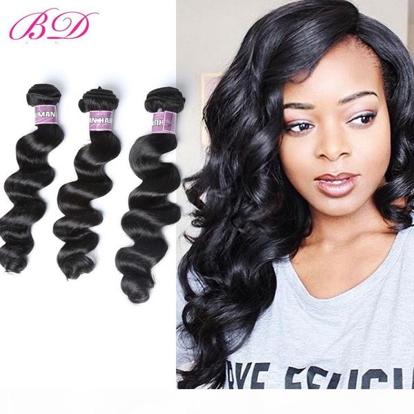 

bd loose wave human hair extensions 100 human hair virgin cambodian hair 3 4 bundles one set, Black