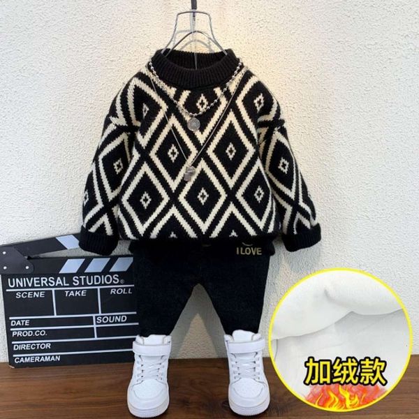 

sweater 2020 new boys' t-shirt plush autumn winter girls' pullover, Blue