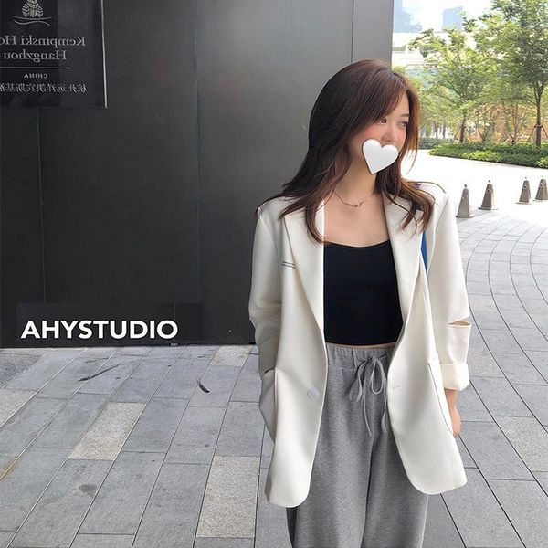 

white temperament suit 2020 new autumn women's net red small suit thin korean loose casual coat, White;black