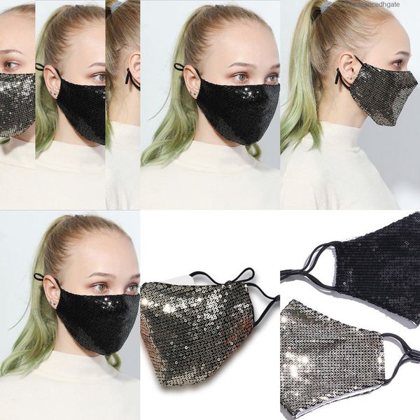 

face washable fashion dustproof masks reusable blingbling paillette mask respirator for sa s99r us2k