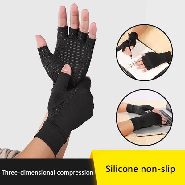 

wrist support 1 pair compression arthritis gloves cotton joint pain relief hand brace women men therapy wristband, Black;red
