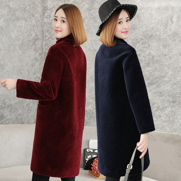 

sheep women sheared woman new 2020 long hair outerwear warm fur coat scgi, Black