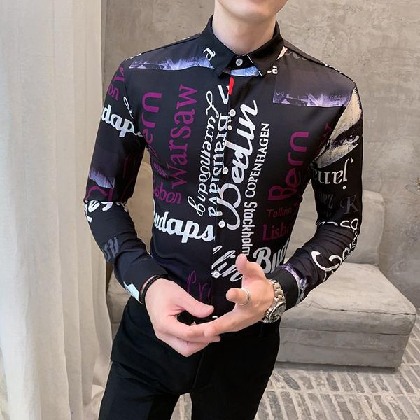 

herrenhemden tuxedo shirt half sleeve simple slim fit autumn casual beauty print shirt men night club singer stage costume, White;black