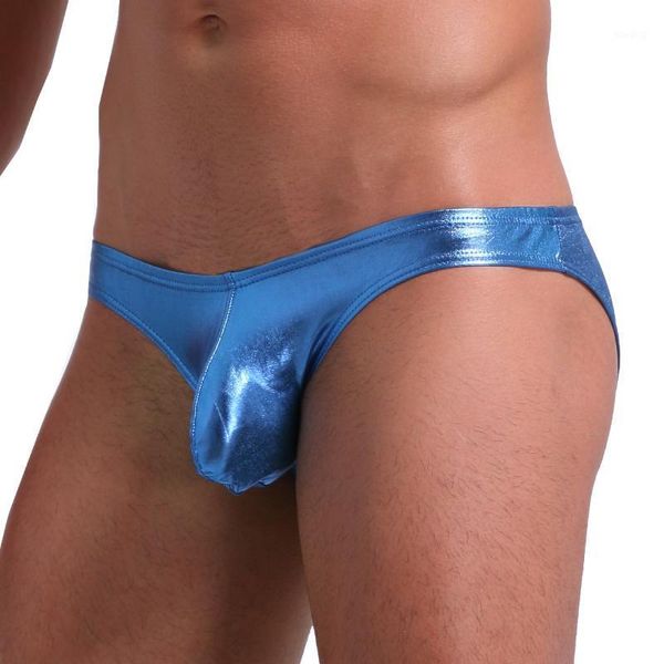 

mens faux leather underwear bright briefs underpants bulge pouch club panties gold silver shorts1, Black;white