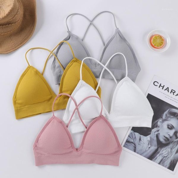 

gym clothing women sports bra tube base beauty back yoga bras triangle cup strap wrap chest female fitness underwear vest bh1, White;black