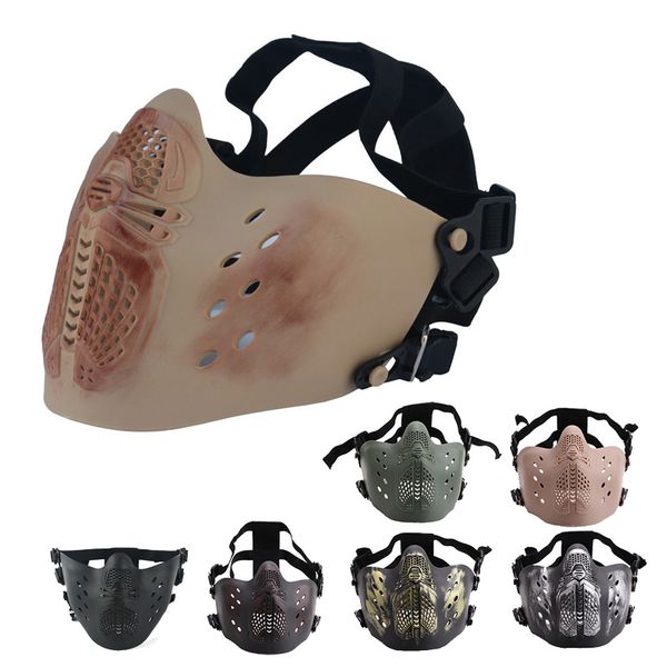 Maschera tattica di ragno Attrezzatura sportiva all'aperto Protezione per il viso Attrezzatura da tiro Mezza faccia Halloween Cosplay NO03-124