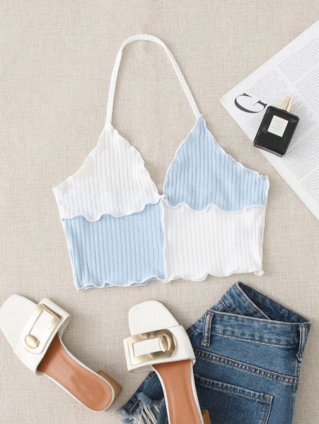 

lettuce trim colorblock halter o1lo#, White