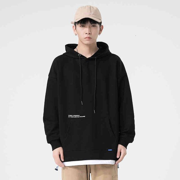 

sweater hoodies men's spring and autumn hooded printing trend korean version of fashion top, Black