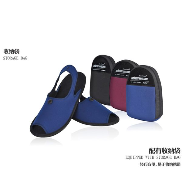

2020 portable folding l slippers women travel goods non-disposable sweat-absorbent breathable lightweight l shoes men y200706, Black