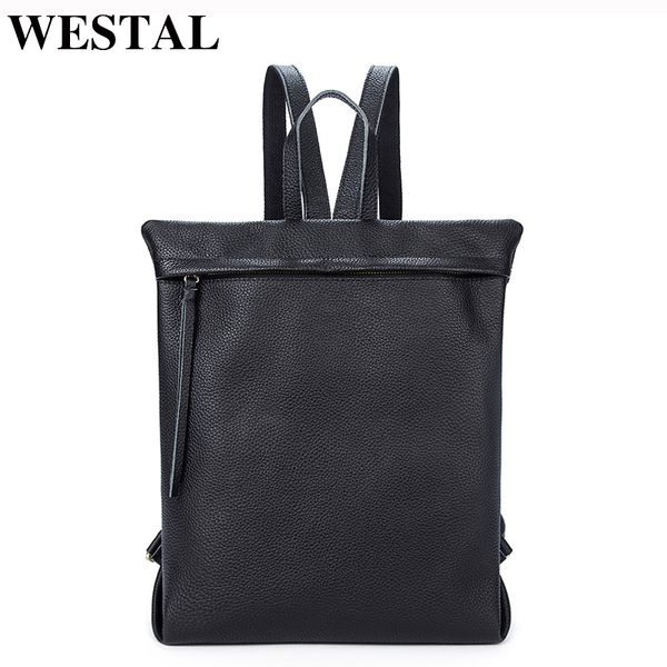 

westal women backpacks for girls teenagers schoolbags genuine leather backpack female bagpack lapbackpack female leather