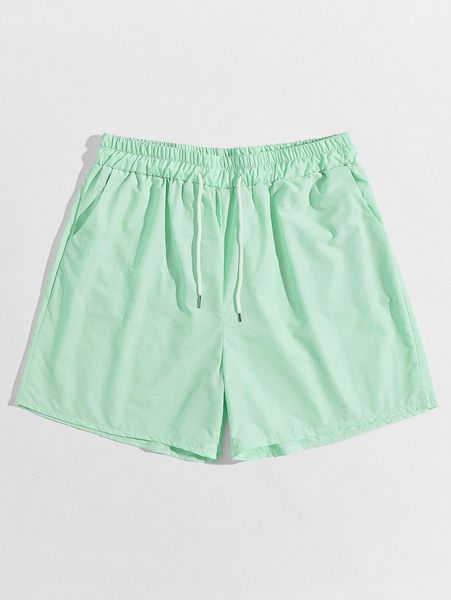 

romwe guys mint green shorts 5'' 70bs#, Black