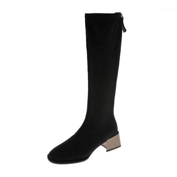 

2020 new elastic over the knee boots pointed low heel women thigh high boots black fashion shoes1