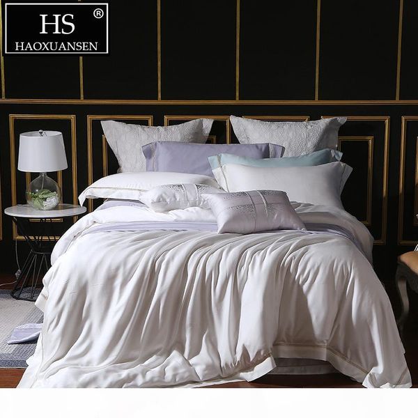

high end luxury 1000 thread count white bedding sets 100% tencel lyocell soft breathable 4 piece solid color bed linen set