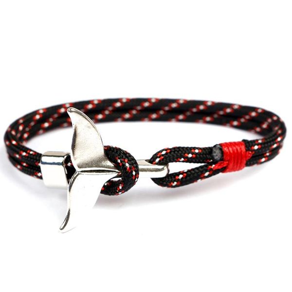 

mkendn fashion whale tail anchor bracelets men women charm nautical survival rope chain paracord bracelet male wrap metal hooks sqcjap