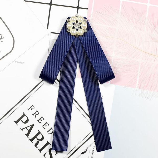 

rhinestone ribbon bow tie bowknot brooches fashion fabric pins shirt collar bowtie brooch pearl collar pin cute for wo jllenn, Black;gray
