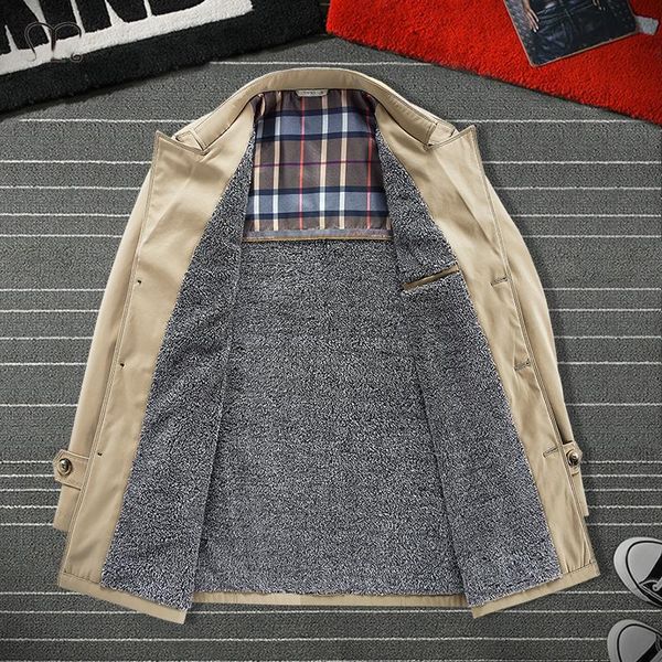 

woolen coat men winter autumn fashion thick warm trench jacket mens leisure slim fit single breasted casual long overcoat male, Tan;black