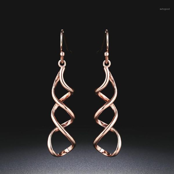 

dangle & chandelier classic drop earrings for women simple hollow out spiral rose white gold color fashion jewelry party xmas gift kc156 kc1, Silver